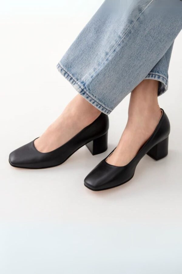 Maeve Black Leather Pumps - Image 4